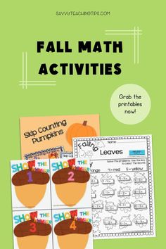 fall math activities with pumpkins and leaves