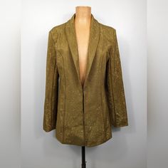 I. Am. Gia. Mariah Blazer Gold Structured Rhinestone Blazer Jacket Size M Nwt. Suiting Blazer Style. Clinched Waist Blazer. Fitterd Through Waist With Internal Hook And Eye Centre Front Closure. Can Be Worn Open Or Closed. Slim Fit. 65% Nylon 30% Rayon 5% Spandex. Hand Wash. New With Tags. Measurements * Chest 19" * Waist 17" * Length 30" * Sleeve 25.5" Tags: Trendy, Stylish, Comfortable, High-Quality, Designer, Chic, Modern, Elegant, Bold, Luxurious, Eye-Catching, Unique, Statement Piece, On-Tr Glamorous Long Sleeve Blazer For Work, Elegant Gold Winter Outerwear, Glamorous Notch Lapel Outerwear For Party, Tailored Glamorous Spring Blazer, Glamorous Notch Lapel Blazer For Fall, Elegant Embellished Fall Outerwear, Fall Wedding Embellished Outerwear, Gold Long Sleeve Outerwear For Night Out, Tailored Glamorous Fall Outerwear