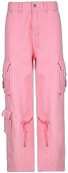 Casual Pink Cargo Jeans With Pockets, Pink Baggy Cargo Jeans For Spring, Baggy Pink Cotton Cargo Pants, Pink Baggy Straight Leg Cargo Jeans, Pink Wide Leg Cargo Jeans For Summer, Baggy Straight Leg Pink Cargo Jeans, Pink Baggy Pants For Streetwear, Casual High Waist Pink Cargo Pants, Summer Pink Cotton Cargo Jeans