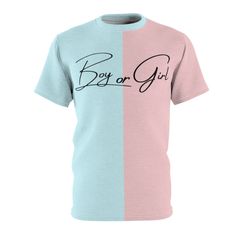 Thick microfiber knit fabric of this high quality unisex shirt wicks perspiration rapidly away from the skin, drawing it to the surface where it quickly evaporates. 100% Polyester , Regular fit, Tagless , Runs true to size. There is Not A Seam down the Middle. Additional Gender Reveal and Baby Shower items: https://www.etsy.com/shop/InnovativeGiftShop?section_id=36730265 Party Games https://www.etsy.com/shop/InnovativeImageShop?section_id=36448702 Family Matching Blue Pre-shrunk Shirt, Pink Pre-shrunk T-shirt For Gender Reveal, Pink Family Matching Crew Neck T-shirt, Family Matching Pink Crew Neck T-shirt, Pink Crew Neck T-shirt For Family Matching, Unisex Pink Letter Print T-shirt, Pink Family Matching T-shirt With Letter Print, Family Matching Pink T-shirt With Letter Print, Cute Crew Neck T-shirt For Gender Reveal