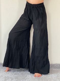 "Wide Leg Style Lady Pants with elastic waistband. Cotton/Rayon Blend Measurement: Waist: 30-40\" Hip: up to 46\" Length: 42\" Inseam: 28\" Ankle 34\" Shipping & Handling ❤️❤️❤️ Parcels will be ship via DHL Express ❤️❤️❤️❤️ Shipping : - All item will be shipped in 1 business days after receiving payment. We ship item via DHL Express. We use registered shipment for every product of ours. You can always track whereabouts it is and what happens to the item. We will always declare the package as Baggy Wide Leg Harem Pants With Pull-on Style, Vacation Baggy Wide Leg Pants, Wide Leg Pants For Vacation, Spring Season Wide Leg Harem Pants With Pull-on Style, Spring Wide Leg Pull-on Harem Pants, Casual High Waist Wide Leg Rayon Pants, Summer Stretch Wide Leg Parachute Pants, Stretch Rayon Wide Leg Full Length Pants, Stretch Rayon Full-length Wide Leg Pants