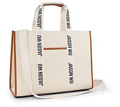 Sleek and sporty, this coated canvas tote bag has all the room you need to carry your necessities with ease. From Jason Wu. Trendy Coated Canvas Shoulder Bag For Shopping, Trendy Coated Canvas Travel Bag, Coated Canvas Tote Bag With Reinforced Handles, Sporty Canvas Bag For Weekend, Modern White Bags With Reinforced Handles, Coated Canvas Tote Shoulder Bag With Reinforced Handles, White Canvas Shopping Bag With Top Carry Handle, Weekend Shoulder Bag With Leather Handles And Double Handle, Sporty Canvas Tote Bag For Everyday Use