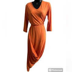 Nwt Serena Williams Signature Statement Jersey Dress Asymmetric Hem Size : Small New With Tags! Very Unique Dress. Very Comfy Stretchy Jersey Material. Armpit To Armpit -17.5 Waist 26” But Has Elastic With Stretch That Expands Up To 36” Cl-8/24-1.00-16oz Orange Fitted Dress With Asymmetrical Hem, Orange Tight-fit Dress With Asymmetrical Hem, Flowy Asymmetrical Hem Dress For Fall, Serena Williams Dress, Unique Dress, Serena Williams, Unique Dresses, Jersey Dress, Asymmetric Hem