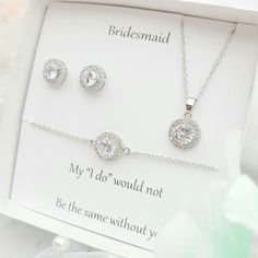 the bridesmaid jewelry set is in its box