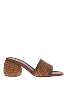 These mule sandals a crafted of woven raffia and feature leather trim on a wide block heel.  60mm heel height Slips on Raffia, leather Made in Italy Luxury Chic Woven Leather Mules, Leather Woven Open Toe Mules, Raffia Mules, Luxury Woven Leather Mules, Luxury Brown Woven Leather Mules, Raffia Sandals, Rossi Shoes, Woven Raffia, Mule Sandals