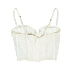 Burberry bustier top in white lace and mesh with adjustable straps, a back hook-eye closure, and boning. Brand = Burberry Size = Women's XS / 32C Condition = 9/10, Excellent Material = Materials tag has been removed SKU = 22709-1522 Summer Lace Corset, Bra Friendly, Summer Lace Corset Bra Friendly, Fitted Cami Corset With Lace Trim, Summer Lace Corset With Bra Friendly Design, White Underbust Bodice With Lace Trim, Party Lace Corset Bra Friendly, White Corset With Spaghetti Straps And Built-in Bra, White Underwire Corset With Lace Trim, Lace Party Corset Bra Friendly