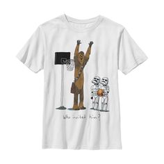 Boys - Star Wars Chewbacca Basketball Who Invited Him - White- Large Darth Vader Luke Skywalker, Chewie Star Wars, Star Wars Shirt, Basketball Tees, Star Wars Kids, Halloween Party Themes, Star Wars Shirts, New Star Wars, Chewbacca