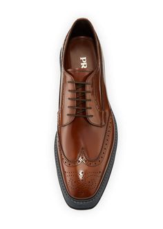 Prada Men's Spazzolato Creeper Brogue Platform Shoe, Light Brown - Bergdorf Goodman Prada Mens, Platform Shoe, Gentleman Shoes, Best Shoes For Men, Italian Shoes, Formal Shoes For Men, Sneakers Men Fashion, Prada Shoes, Leather Shoes Men