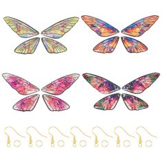 six butterflies with different colors on them and numbers in the bottom right hand corner,