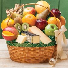 a basket filled with lots of different types of fruit