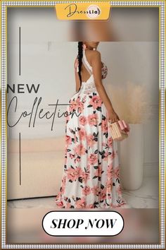 Women Dress Halter Floral Print Crisscross Backless Maxi Dress Backless Maxi Dress, Dress Halter, Backless Maxi Dresses, Color Pick, Women Dress, Criss Cross, Halter Dress, Floral Print, Floral Prints