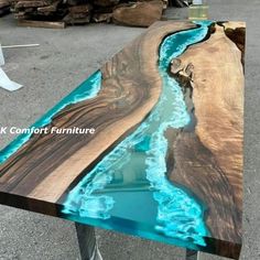 Welcome to K COMFORT FURNITURE Material - Acacia Wood, UV Protected Epoxy Resin -You can send us a message for your special size, color, and requests. -We have priced the most preferred sizes in the dimensions section. You can request a quote for other sizes. -Table thickness: 35 mm approx. This is a Epoxy Resin Gaming or Trading Desk made with Walnut which is beautified with colored pigment . The resin river table is brand new and the contemporary design would be a unique addition to your home. Natural Wood Table Dining, Epoxy Kitchen Table, Wood Table Dining, Sea Resin, Epoxy Furniture, Dining Table Epoxy, Epoxy Kitchen, Epoxy River Table, Natural Wood Table