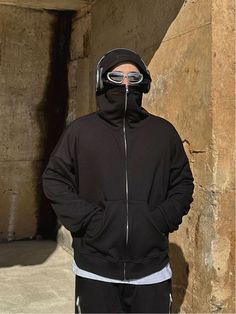 Editor's NotesThis casual zip-up hoodie is topped with balaclava style hood that gives a more street mood. It's cut for oversized silhouette with dropped shoulder seams for comfortable wear. - Balaklava hooded neck- Zip-up fastening- Two front pouch pockets- Drop shoulder- Ribbed cuff with thumbhole- Ribbed hem- Oversized fitMeasurements (in.) One size- Shoulder: 29.1 in.- Chest: 28.3 in. - Sleeve Length: 21.3 in.  - Hem: 26.0 in.  - Total Length: 25.2 in.Model Info: 5' 10.9, 169.8 lbs / Fitting size Top One size, Bottom LComposition & Care- Cotton- Refer to the care labelDesigner- by CLACO Urban Hooded Jacket For Cold Weather, Hooded Track Jacket With Ribbed Cuffs For Streetwear, Streetwear Track Jacket With Double-lined Hood For Fall, Urban Hoodie For Fall Streetwear, Fall Techwear Hoodie Track Jacket, Trendy Hooded Track Jacket For Streetwear, Urban Fall Streetwear Hoodie, Casual Track Jacket With Adjustable Hood For Streetwear, Casual Track Jacket With Detachable Hood For Streetwear