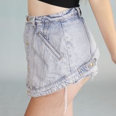 Designer Denim Skort! Alexander Wang Cutaway skort! Retailed for $395 but sold out! Super cute spring looks, very unusual editorial style look. Size not marked, fits approx. a SWaist: 27"Hips: 37"Length: 13 1/4" Alexander Wang Denim, Drake Concert, Denim Skort, Designer Denim, Concert Fits, Denim Details, Denim Design, Cute Spring, Spring Looks