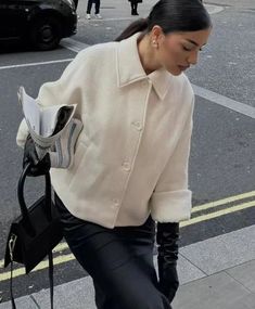 White Lapel Long Sleeve Chic Pocket Short Coat Fit Clothes, Woman Casual, Fits Clothes, Plain Style, Coat Pocket, Collar Coat, Collared Coat, Short Coat, Female Fashion