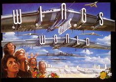 Paul McCartney & Wings- Wings Over The World ( 1979) The phrase "wings over the world" is from the 1936 movie "Things to Come" based on an H.G. Wells book. The flying wings in this photo are based on 1947's Northrop YB-49. A clip was used in 1953's War of The Worlds movie.  https://www.youtube.com/watch?v=iPJsnTegGlA&feature=related Huddersfield Yorkshire, Airplane Ideas, Paul Mccartney And Wings, Posters Uk, Posters Music, A Clockwork Orange, Promotional Poster, H G Wells, Wings Tour