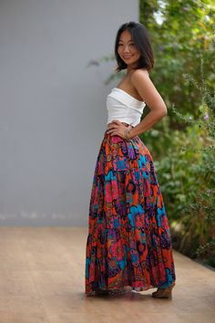 "This beautiful Skirts with  made from lightweight cotton fabric. which perfectly fit to your festival, beach, summer vacation or just new addition to your wardrobe that will inspire you for your new street look! This Skirts is comfortable and relaxation for any occasion.   🪡🧵 MATERIAL : Cotton breathable muslin This skirts will fit sizes Small to Large ( Not - XL ) * Waist : 26'' Stretching to 52'' inches  ( 66.04 cm - 132.08 cm ) * Hips : up to 58\" (147.32.cm ) * Length : 37\" from waist to Casual Multicolor High Waist Maxi Skirt, Flowy Lined Hippie Maxi Skirt, Hippie Lined Skirt For Beach, Hippie Style Tiered Lined Skirt, Hippie Flowy Lined Maxi Skirt, Hippie Lined Maxi Skirt, Hippie Flared Maxi Skirt, Summer Tiered Maxi Skirt For Festival, Hippie Style Long Lined Skirt