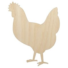 a wooden cutout of a chicken