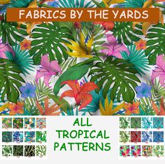 an all tropical pattern with flowers and leaves