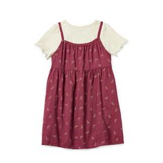 Keep your toddler and little girl on-trend in this 2-piece dress set from Okie Dokie. It's made from a soft cotton-knit and features a ribbed crew neck short-sleeve t-shirt with lettuce-trimmed cuffs, and a floral-print sleeveless a-line dress. Pair it with sandals or sneakers.Strap Type: Spaghetti# Pieces In Set: 22nd Piece Description: Vest2nd Piece Sleeve Style: Fitted Sleeve2nd Piece Sleeve Length: Short Sleeves2nd Piece Fabric: Knit2nd Piece Fiber Content: 94% Cotton, 6% Spandex2nd Piece C… Cute Toddler Dresses Casual, Spring Cotton Sundress For Babies, 4t Dress, Multicolor Sleeveless Sundress For Babies, Baby Dress Set, Old Navy Toddler Girl, Floral Print Toddler Dress, Piece Dress, Baby Dress