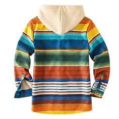 Mens Colorful Stripe Thick Plush Casual Jacket Casual Multicolor Hooded Winter Jacket, Casual Multicolor Winter Hooded Jacket, Multicolor Casual Winter Hooded Jacket, Multicolor Hooded Jacket With Pockets For Fall, Multicolor Winter Hooded Jacket With Pockets, Multicolor Long Sleeve Hooded Jacket For Fall, Casual Multicolor Hooded Jacket For Fall, Casual Multicolor Cotton Hooded Jacket, Multicolor Hooded Jacket For Fall Outdoor Activities