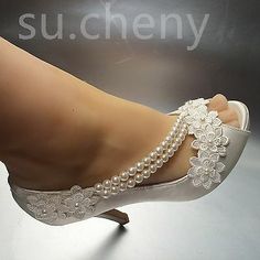 su.cheny -8/10 cm heel Pearl white ivory silk lace open toe Wedding Bridal shoes | eBay Elegant Lace Open Toe Wedding Shoes, Cream Lace Open Toe Wedding Shoes, Formal Lace Open Toe Wedding Shoes, Open Toe Lace Wedding Shoes, Lace Open Toe Wedding Shoes For Ceremony, Cream Open Toe Heels For Ceremonies, White Open Toe Heels For Ceremony, Elegant White Open Toe Wedding Shoes, Cream Open Toe Shoes For Wedding Guest