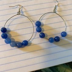 Nwot. Never Worn. Bundle For More Savings! Blue Hoop Earrings With Ear Wire, Blue Dangle Hoop Earrings, Handmade Blue Round Hoop Earrings, Blue Hoop Earrings For Party, Blue Hypoallergenic Hoop Earrings, Blue Round Bead Hoop Earrings Gift, Blue Beaded Drop Earrings For Everyday, Everyday Blue Beaded Drop Earrings, Blue Beaded Earrings For Everyday