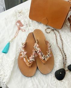 Leather Flip Flops For Beach, Leather Flip Flops For The Beach, Leather Flip Flops For Beach Season, Handmade Toe Post Sandals For Summer, Beach Wedding Open Toe Sandals, Summer Beaded Toe Ring Sandals For Beach, Handmade Leather Flip Flops For Summer, Handmade Open Toe Summer Flip Flops, Summer Leather Toe Ring Sandals For Beach