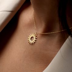 "Bask in the warmth of our Sun Necklace. Intricately designed with radiant details, this piece is a symbol of positivity and energy. Made up in sterling silver, it's a versatile accessory that brings sunshine to your style, perfect for any day or occasion. SHOW YOUR STYLE ✓ Unique: Customize your necklace just for you and create your design. Wear it for everyday use on a birthday, anniversary, Christmas, Mother's Day, Valentine's Day or just on special occasions. ✓ Perfect Gift: Make your friends or family happy with this special gift. ✓ Minimalist Design: Wear this jewelry with pleasure and show off your style with the gorgeous designs. ✓ Satisfaction Guaranteed: Your satisfaction is always our priority. If you have any questions or requests regarding your jewelry, please do not hesitate Sterling Silver Sun And Moon Design Jewelry For Everyday, Dainty Sun Design Jewelry For Gifts, Everyday Sterling Silver Jewelry With Sun And Moon Design, Minimalist Sun And Moon Jewelry As Gift, Minimalist Sun And Moon Design Jewelry For Gift, Minimalist Sun And Moon Design Jewelry As Gift, Everyday Symbolic Jewelry With Sun And Moon Design, Symbolic Everyday Jewelry With Sun And Moon Design, Symbolic Sun And Moon Design Jewelry For Everyday