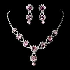 Affordable Elegance Bridal - Light Rose Pink Prom and Bridesmaid Jewelry, $49.99 (https://affordableelegancebridal.com/light-rose-pink-prom-and-bridesmaid-jewelry/) Silver Necklace Prom, Quinceanera Jewelry, Pink Jewelry Set, Crystal Wedding Tiaras, Prom Fashion, Dresses Dinner Party, Dresses Dinner, Prom Accessories, Bridal Earrings Drop