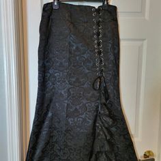 Long Skirt- Size L-Never Used Wrap Skirts Long, Long Black Skirt Aesthetic, Thrift Manifestation, Goth Princess, Long Jean Skirt, Manifestation Board, Fit Inspo, Black Skirt, Wrap Skirt