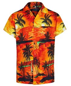 Palm Tree Print Brand New Hawaiian  Shirts by Pepper Tree Vintage Brand 100% Terivoile, short sleeve soft and light weighted Floral printed men's contemporary Hawaiian shirt for summer and holiday beach wear. It is manufactured with very fine and soft cotton to give extra comfort and stylish look. There is a quality assurance by Pepper Tree Vintage. We will bring you trend lead vintage pieces that will guarantee you stand out from the high street crowd SIZE GUIDE (All measurements are taken with Summer Beach T-shirt With Camp Collar, Orange Short Sleeve Camp Shirt For Beach, Orange Short Sleeve Camp Shirt For Vacation, Orange Short Sleeve Shirt For Vacation, Summer Beach Short Sleeve Shirt With All Over Print, Collared Beach Camp Shirt With All Over Print, Collared Beach Camp Shirt With All-over Print, Collared Camp Shirt With All Over Print For Beach, Short Sleeve Printed Shirt For Beach