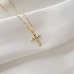 Gold Filled Cross Necklace. Non Tarnish Gift For Her – elementsbykristina Cheap Gold Cross Pendant Jewelry, Luxury Gold Cross Necklace Gift, Cheap Yellow Gold Cross Necklace, Cross Necklace Aesthetic, Classy Necklaces, Cross Pendant Necklace Woman, Tiny Cross Necklace, Necklace Aesthetic, Cross Necklace Women