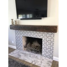 a flat screen tv mounted above a fireplace