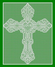 a cross is shown in the middle of a green square with white dots on it