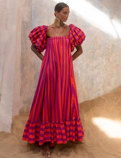 KRISTINA MAXI DRESS Bohemian Romantic Style, Oversized Summer Dress, Summer Dress With Sleeves, Detachable Puff Sleeves, Editors Note, Maxi Vestidos, Floor Length Maxi Dress, Billowy Sleeves, 13 Hours