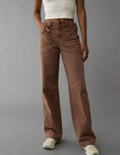 AE Stretch High-Waisted Stovepipe Utility Pant Cargo Pants Professional Outfit, Colored Jeans 2024, Cute Winter Pants, Cute Bottoms For Women, Starbucks Work Outfit, Granola Pants, 2024 Fall Fashion Trends Women Over 30, 2024 Fall Fashion Trends Women, Stovepipe Jeans Outfit