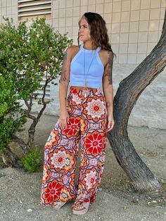 Wide leg Boho print pants. Lightweight and flowy. Color/Prints: Orange Mandala or Teal Paisley Run TTS Small - size 4 - 27” waist Medium - size 6 - 28” waist Large - size 8/10 - 31” waist Summer Wide Leg Floral Print Pants, Summer Wide Leg Pants With Floral Print, Summer Floral Print Wide Leg Pants, Floral Print Wide Leg Pants For Day Out, Summer Floral Print Wide-leg Pants, Casual Boho Print Pants For Vacation, Bohemian Floral Print Bottoms For Vacation, Printed Wide Leg Pants For Spring Day Out, Spring Day Out Printed Wide Leg Pants