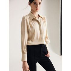 Discover Elegance and Comfort Elevate your wardrobe with our Elegant Long Sleeve Silk Blouse, a perfect blend of luxury and practicality for the modern woman. Designed for all-season wear, this blouse is a testament to timeless style and comfort. Its solid purple hue and chic design make it an ideal choice for a sophisticated office look or a casual day out. Premium Quality Fabric Experience the luxurious touch of our blouse, crafted with a high-quality blend of 90% Mulberry silk and 10% Spandex Timeless Collared Tops For Business Casual, Elegant Semi-formal Tops With Lapel Collar, Timeless Fitted Blouse For Work, Chic Semi-formal Blouse With Lapel Collar, Timeless Office Blouse With Lapel Collar, Timeless Spring Button-up Blouse, Spring Timeless Button-up Blouse, Modern Collared Blouse For Office Wear, Timeless Button-up Spring Blouse