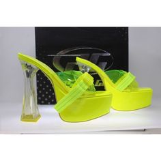 Brand New, Never Been Worn, Unsure If I Still Have Original Box Poster Girl Platform Heels High Velocity Neon Green/Yellow Pg22-13 Size 7 Yellow Platform Heels For Party, Yellow High Heel Party Shoes, Yellow Platform High Heels, Yellow Closed Toe Platform Heels, Yellow Party Heels With Padded Heel, Yellow Heels With Padded Block Heel, Yellow Block Heels With Padded Heel, Trendy Yellow Heels For Summer, Yellow High Heel Spring Shoes