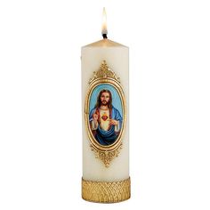 Sacred Heart Devotional Candle Jesus Candles, Catholic Candles, Crown Of Thorns, Heart Of Jesus, Hand Candle, The Flame, Paraffin Wax, Sacred Heart, The Divine