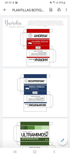 the packaging design for an electronic device is shown in three different colors and font options