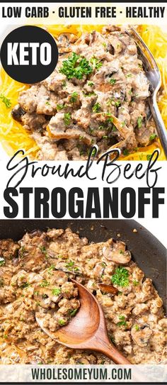 the keto ground beef stroganonoff recipe in a skillet