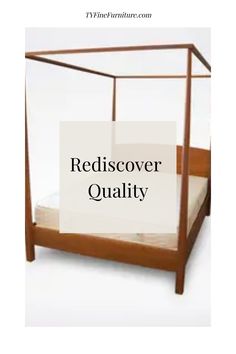 a bed with the words rediscover quality in front of it and an image of