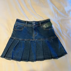 Ruffle Denim Skirt. Perfect For Rebelde Uniform New Tags Still Attached Sold Out From Target, Brand Is Wild Fable Stretchy Fabric Size M , 8 Blue Denim Pleated Skirt, Jean Skirts Outfit, Skirt Church Outfit, Ruffle Jean Skirt, Ruffle Denim Skirt, Cute Mini Skirts, Denim Ruffle Skirt, Y2k Jean Skirt, Cute Denim Skirt