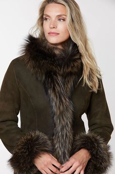 Chantal Reversible Spanish Merino Sheepskin Coat with Fox Fur Trim | Overland Sheepskin Outerwear In Mink Color For Cold Weather, Sheepskin Mink-colored Outerwear For Cold Weather, Shearling Outerwear In Mink For Cold Weather, Winter Coat Outfits, Full Length Coat, Coat Outfit, Sheepskin Coat, Outfit Winter, Shearling Coat