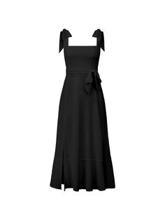 Make a daring statement in our AVIANCA Shoulder Tie Bridal Midi Dress in Black. This alluring bridal inspired midi dress features the signature AVIANCA shoulder tie detailing and rich claret fabric with a delicate shimmer, creating a sophisticated and exclusive look for the fashion-forward bride. Crafted with a luxurious feel, this dress is sure to dazzle on your special day or wedding guests. Size Guide: Model is 5’6” tall, and has a 33.4” bust, 26.5” waist, & 34.6” hips. She is wearing a S / U Brand Name Clothing, Tie Design, Wedding Guests, Dress Jewelry, Daily Dress, Clothing Care, Trendy Accessories, Black Midi Dress, Free Clothes