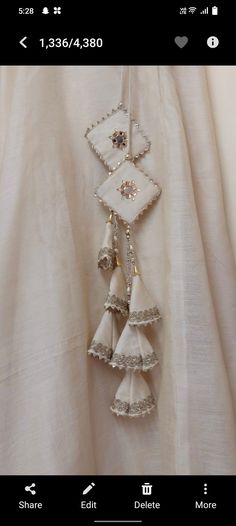 Handmade latkan Blouse Hangings, Blouse Latkan, Tassels Fashion Clothing, Tassels Tutorials, Designer Tassels, Saree Tassels Designs, Latest Blouse Designs Pattern, Simple Hand Embroidery Patterns, Saree Tassels