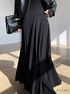 Lasaky - High-Quality Soft-Fabric Garment Long Sleeve Maxi Skirt Outfit, Modest Clubbing Outfits Nightclub, Modern Hijab Fashion, Looks Black, Modest Fashion Outfits, Abayas Fashion, Desi Fashion, Knit Fashion, Mode Inspiration