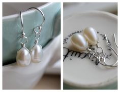 Delicate Freshwater Pearl Earrings on Sterling Silver. These simply stated earrings were handcrafted using genuine freshwater teardrop pearls. They have a beautiful natural iridescent glow to them. They are simply wired onto sterling silver french hook ear wires. Perfect for a Bride or Bridal Party to accessorize on your memorable day. Pearls are the perfect gift for a June Birthday! Length: Approx. 1 inch (see fifth photo for approximate size reference) Pearl Size: 9mm long All items will arriv White Teardrop Wire Wrapped Earrings, Handmade Elegant Teardrop Earrings For Anniversary, Elegant Handmade Teardrop Earrings For Anniversary, Cream Teardrop Pearl Drop Jewelry, Delicate Teardrop Pearl Earrings Nickel Free, Delicate Teardrop Pearl Earrings Nickel-free, Handmade Pearl White Drop Jewelry, Delicate Nickel-free Teardrop Pearl Earrings, Dainty Teardrop Pearl Earrings For Jewelry Making